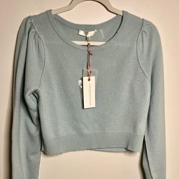 LOVESHACKFANCY Lune Wool & Cashmere Blend Sweater  in Turquoise Seas Size L - Picture 2 of 7